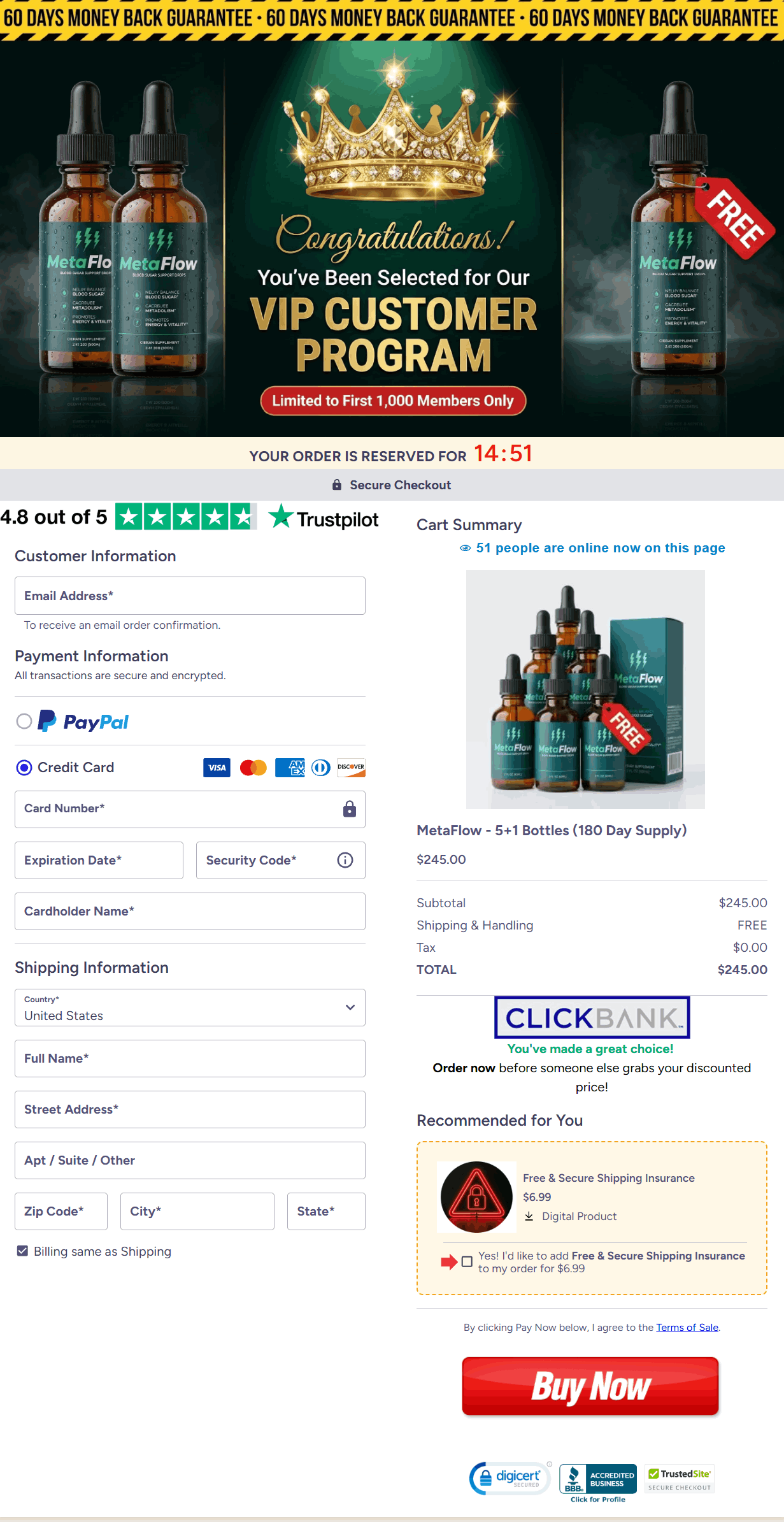 MetaFlow-Secure Checkout Page